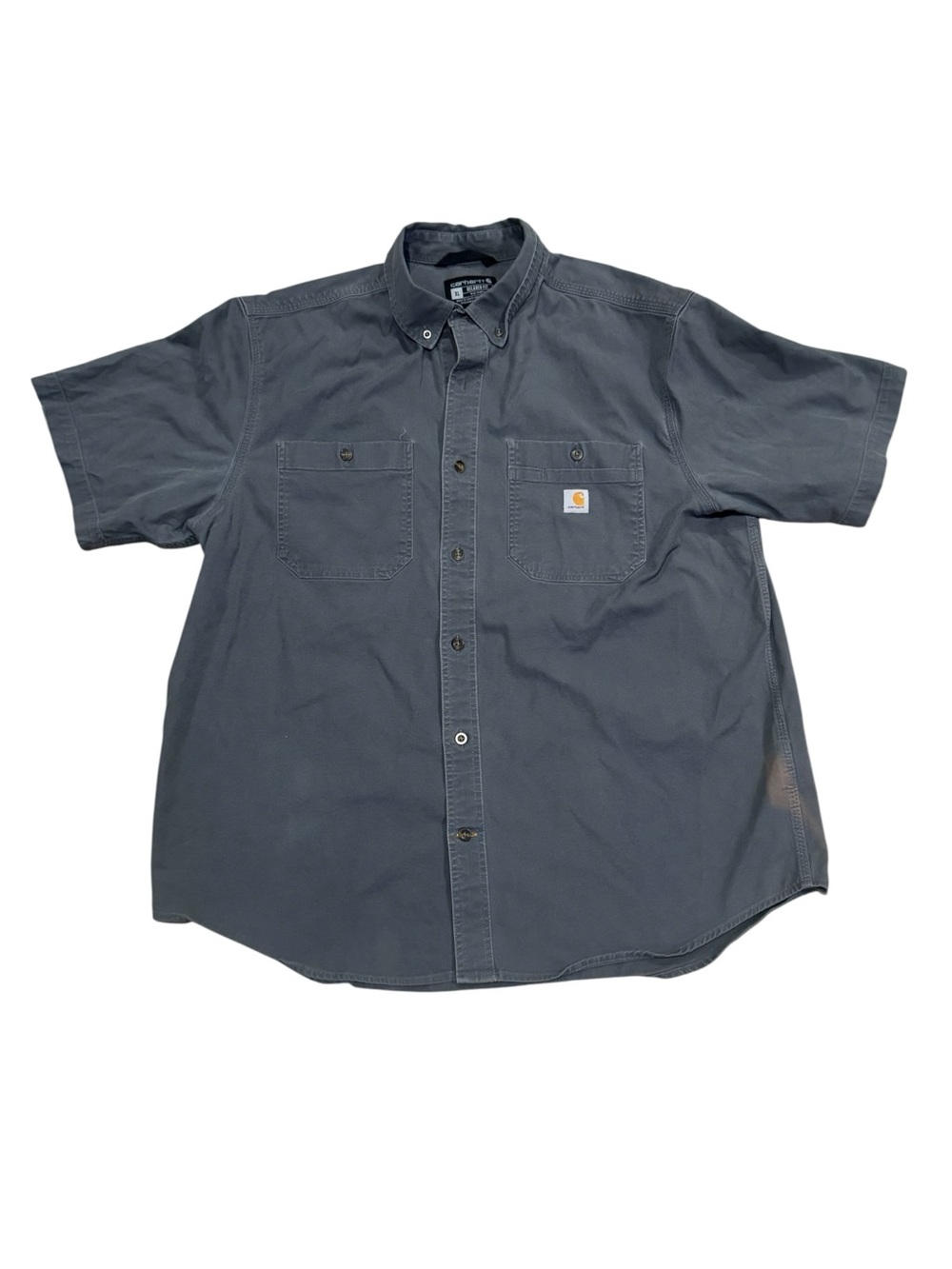 Carhartt Men's XL Relaxed Fit Rugged Flex Work Shirt Short Sleeve Gray